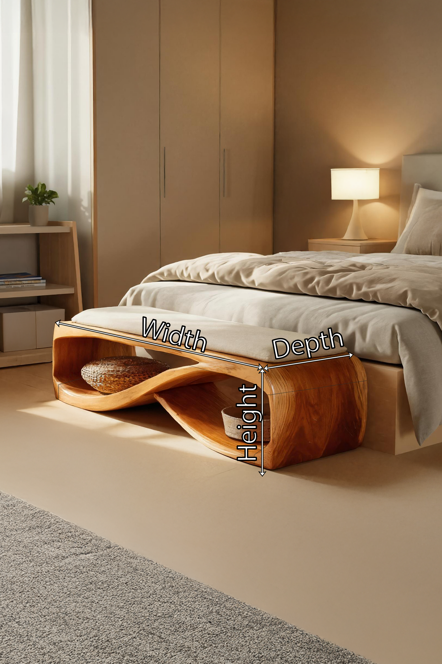 Contemporary Wooden Bench For Bedroom Furniture Decor