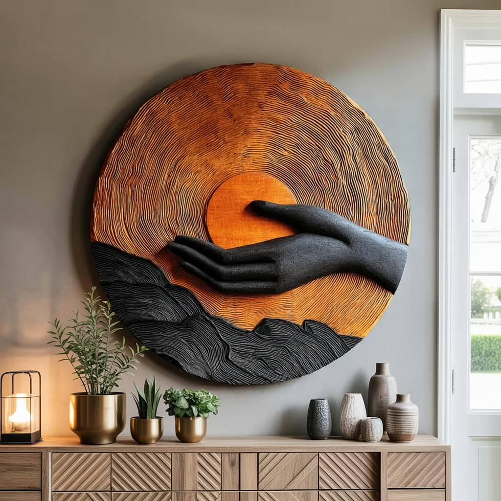 Modern Wooden Wall Art Sculpture For Entryway And Hallway Decor