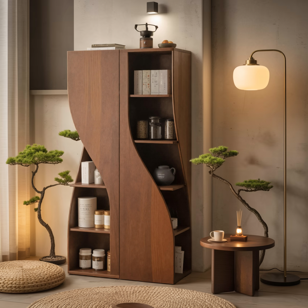 Modern Curved Cabinet Sculptural Doors Kitchen And Living Room