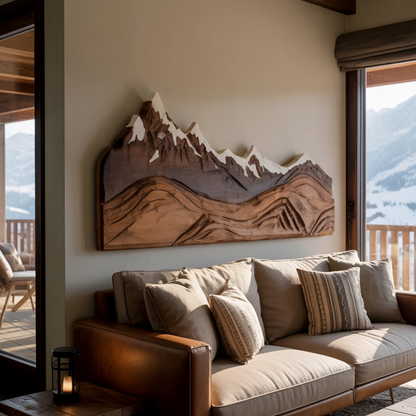 Mountain Wall Art Carving For Living Room And Nature Inspired Home