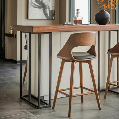 Mid Century Modern Bar Stool with Backrest For Kitchen Home Bar