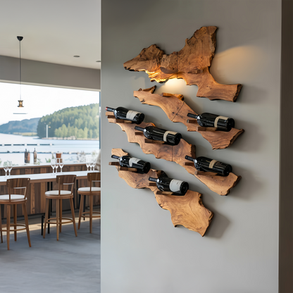 Handcrafted Wooden Live Edge Wine Holder For Bar Decor Ideas