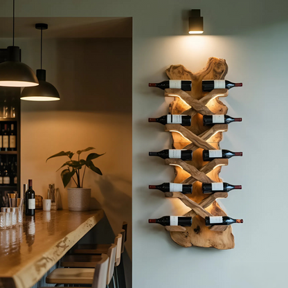 Handcrafted Solid Wood Wine Rack For Bar Decor And Storage