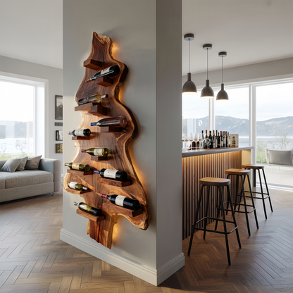 Mid Century Solid Wood Wine Rack For Entryway Furniture Style