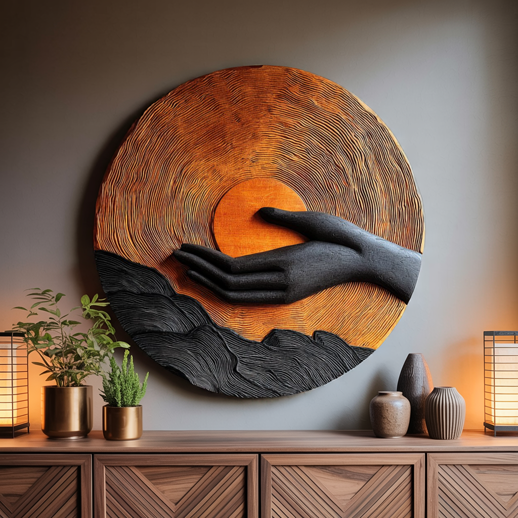 Modern Wooden Wall Art Sculpture For Entryway And Hallway Decor
