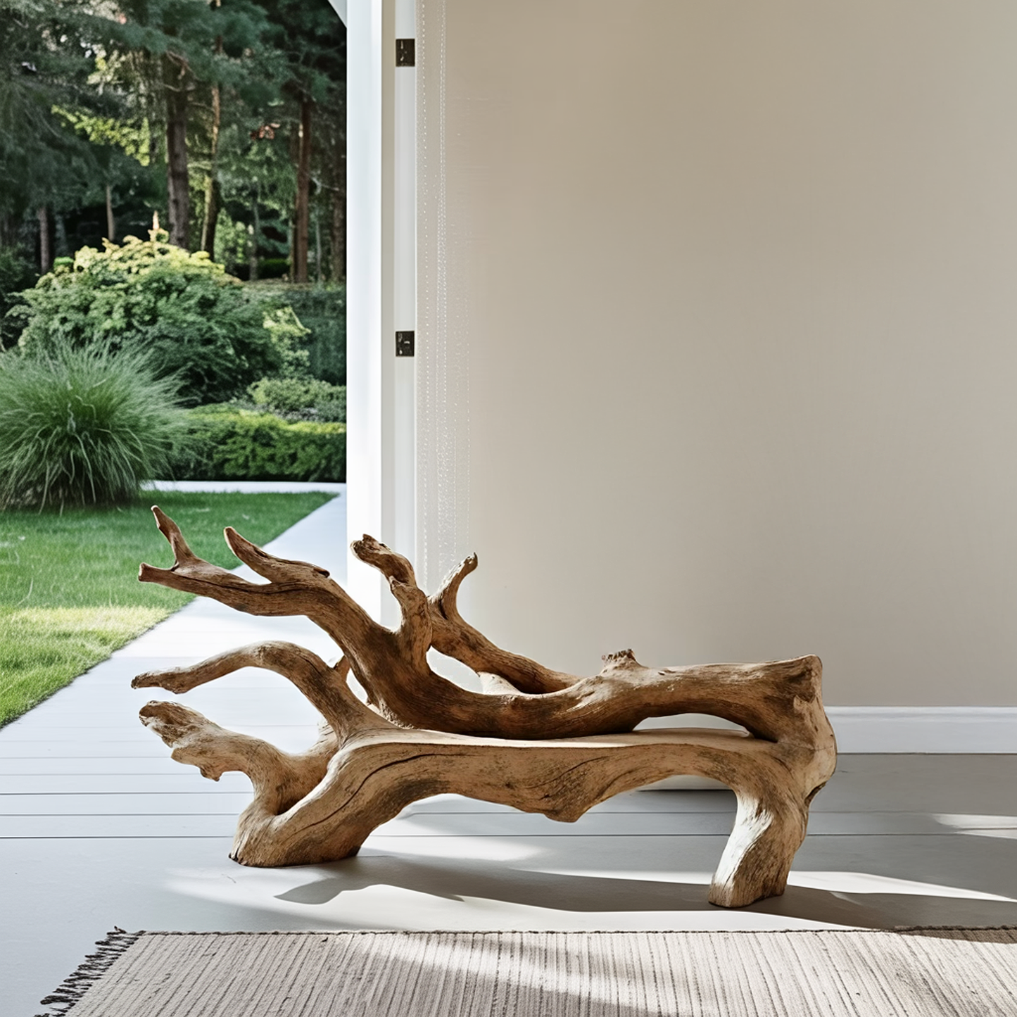 Handcrafted Branch Bench For Versatile Living Room Seating