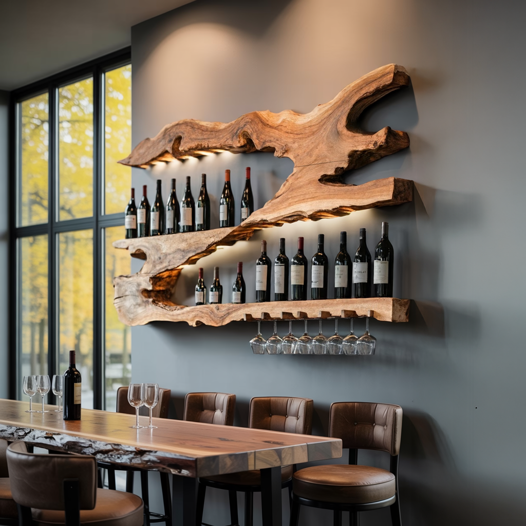 Mid Century Wine Holder For Kitchen Minimalist Shelf