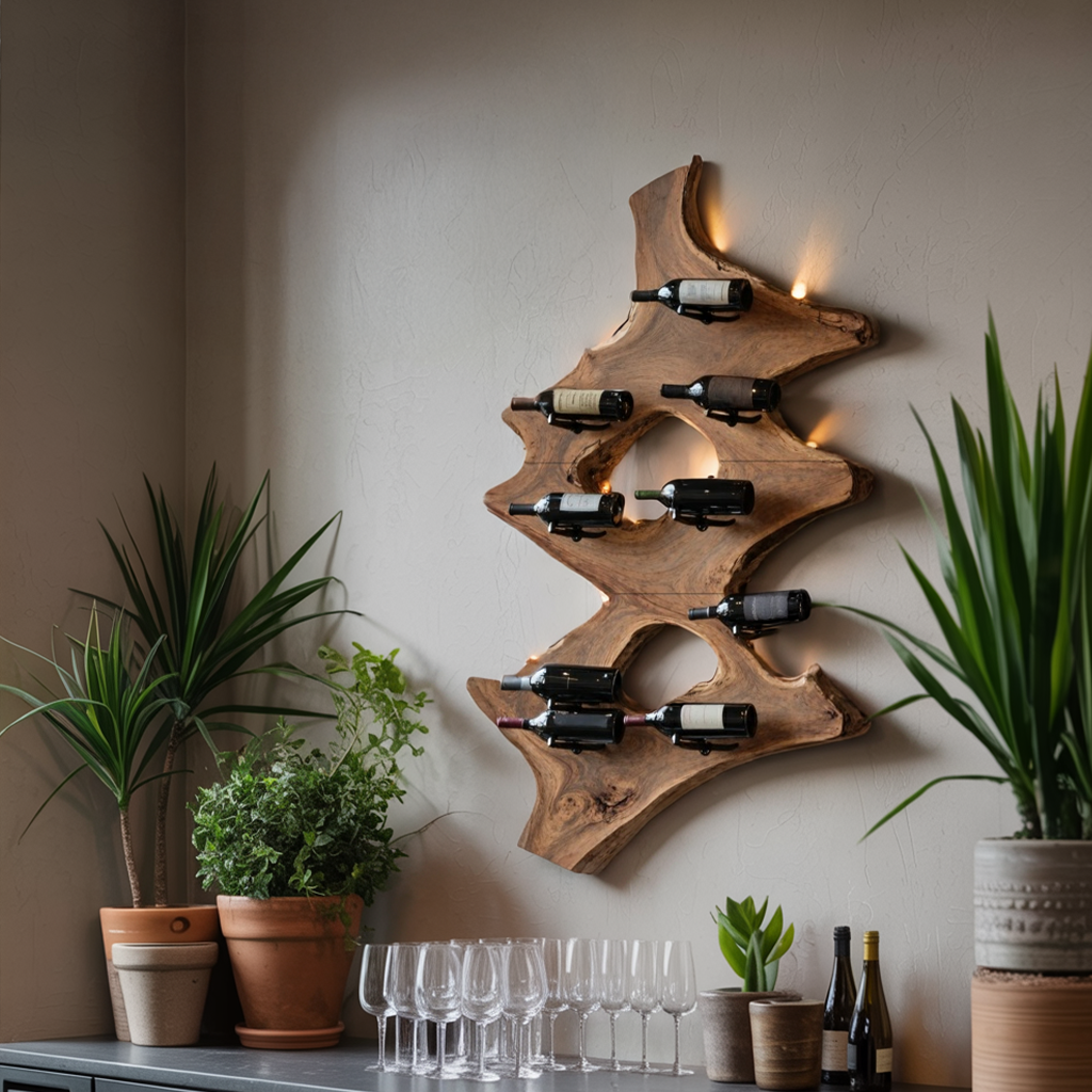 Mid Century Wine Stand For Kitchen Home Bar Display