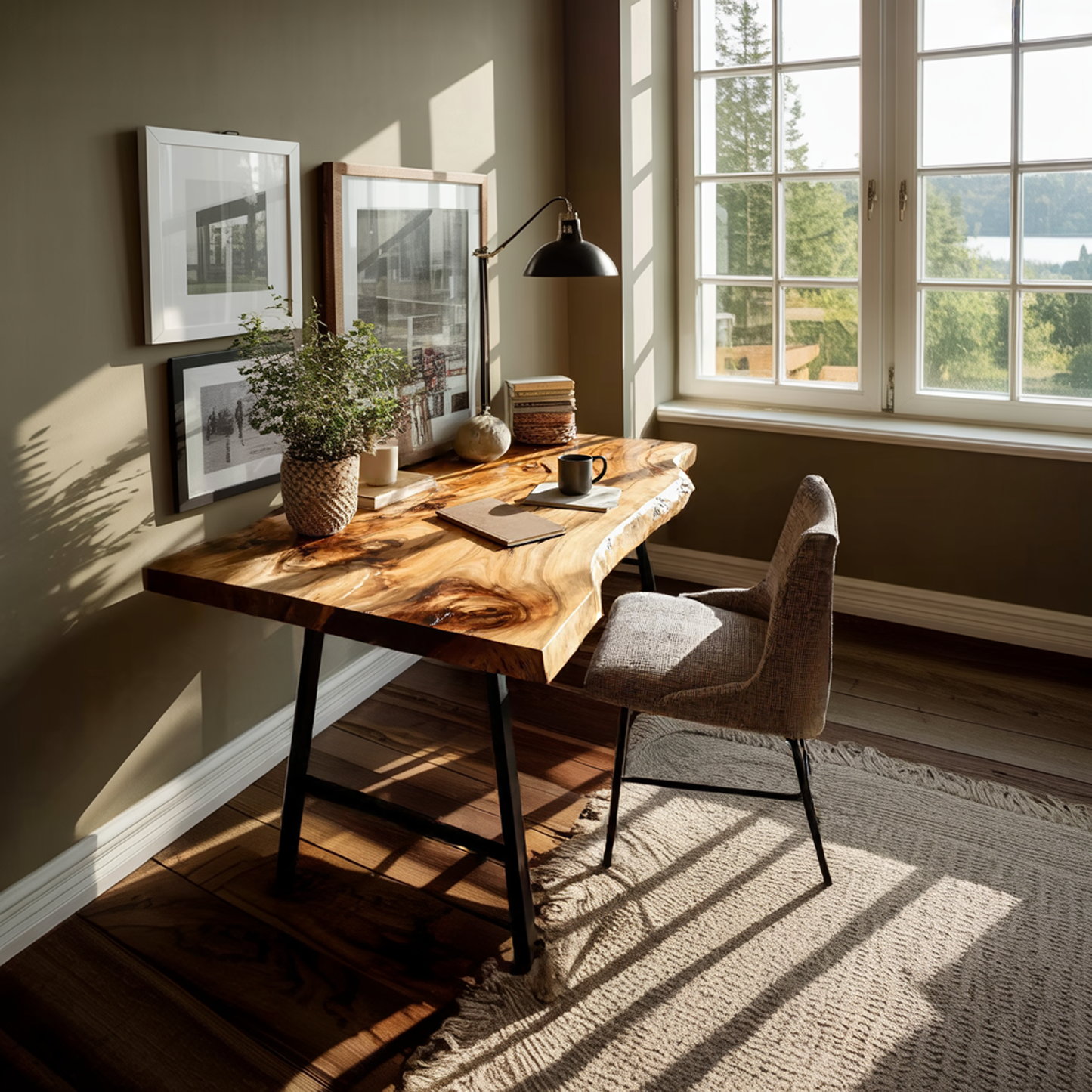 Mid Century Solid Wood Desk For Minimalist Decor