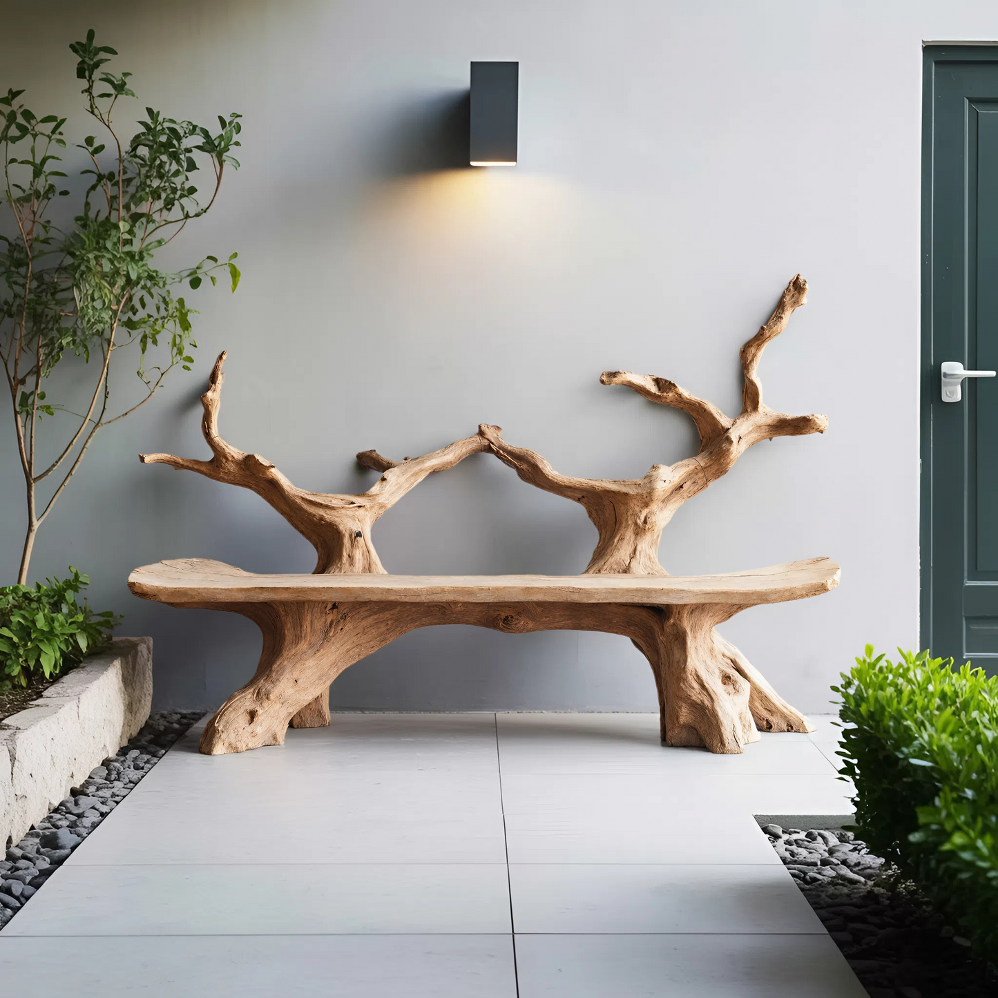 Mid Century Live Edge Bench For Elegant Patio