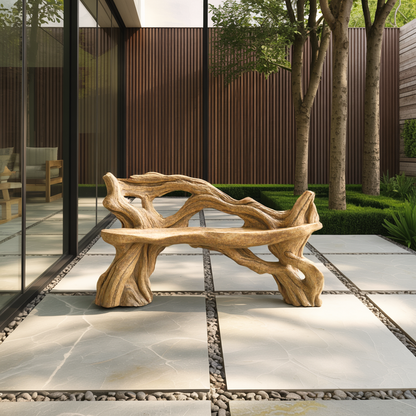 Handcrafted Branch Bench Outdoor Decor For Hand Carved Gardens