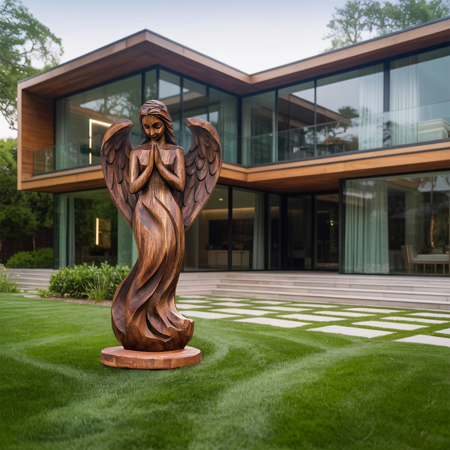 Rustic Abstract Sculpture For Furniture Wall Centerpiece