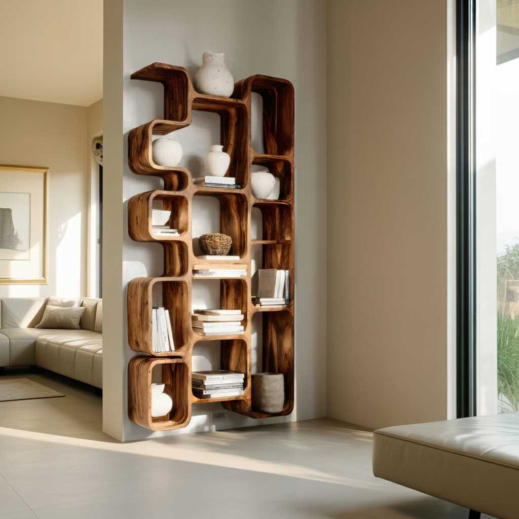 Modern Bookshelf With Integrated Compartments For Living Room