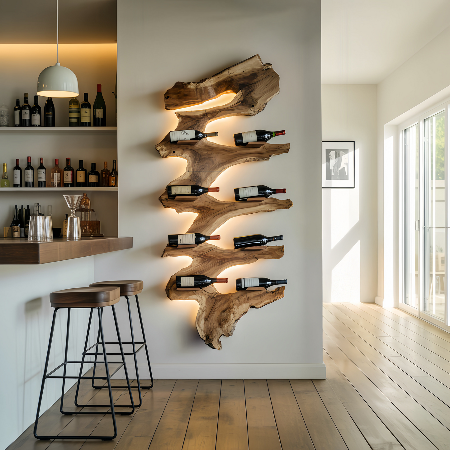 Modern Solid Wood Wine Rack For Living Room Furniture Design