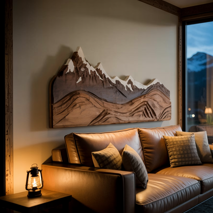 Mountain Wall Art Carving For Living Room And Nature Inspired Home