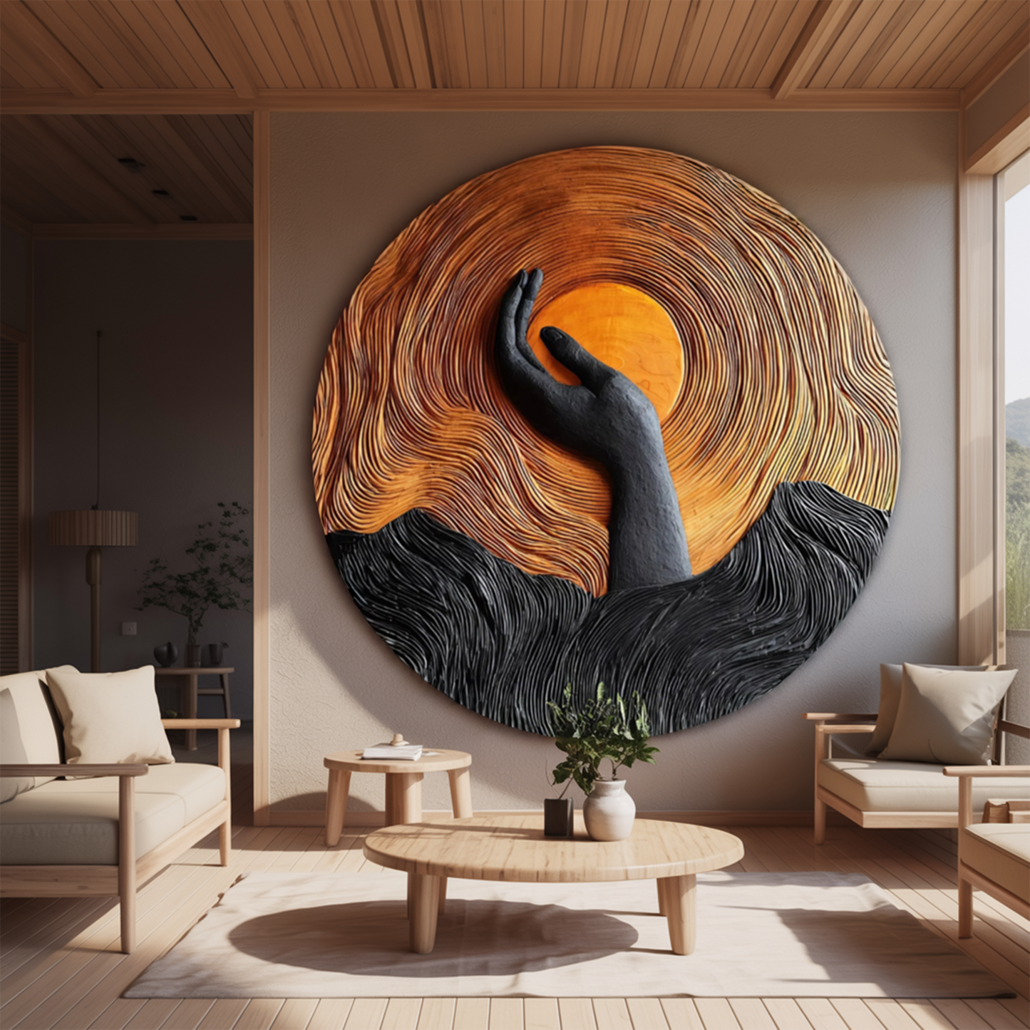 Handcrafted Solid Wood 3D Sculpture For Stylish Wall Decor