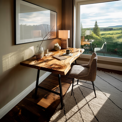 Mid Century Solid Wood Desk For Minimalist Decor