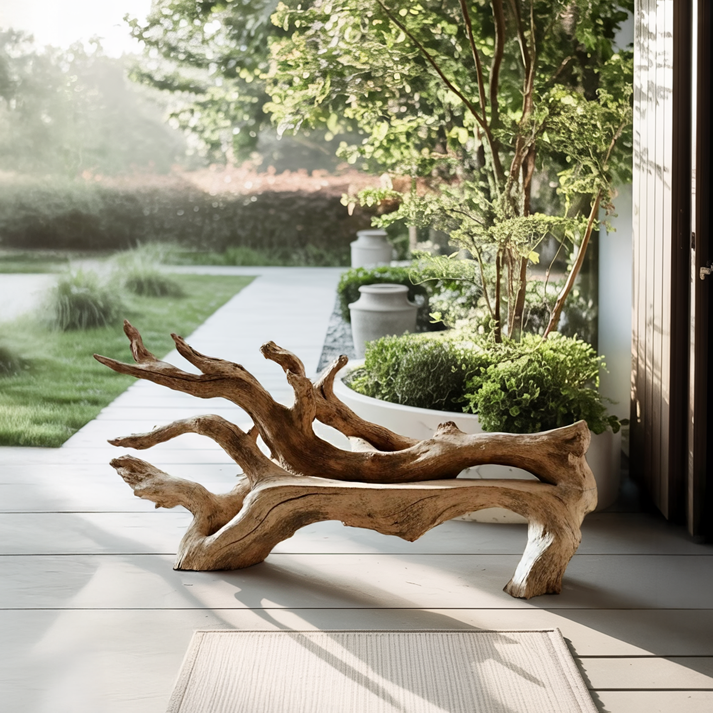 Handcrafted Branch Bench For Versatile Living Room Seating