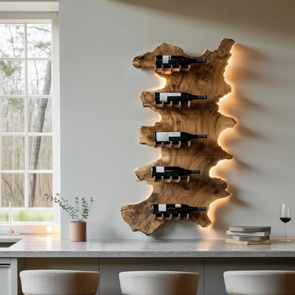 Mid Century Wooden Wine Rack For Bar Decor And Wine Storage