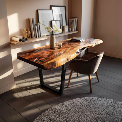 Modern Wooden Live Edge Desk For Small Spaces