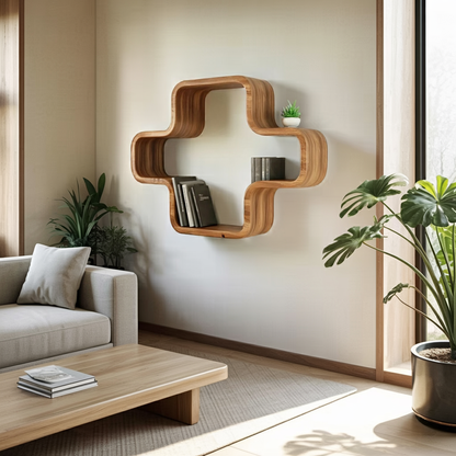 Modern Geometric Wall Mounted Bookshelf For Living Room And Office