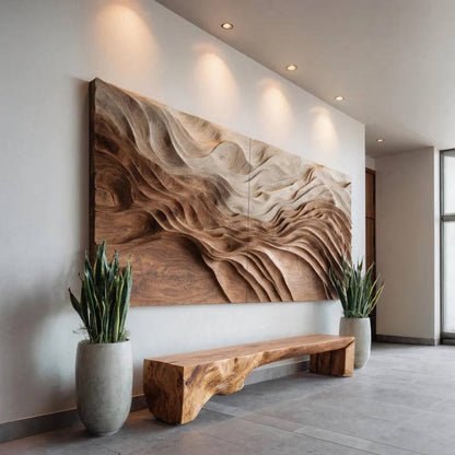 Sculptural Wall Art With Flowing Design For Living Room