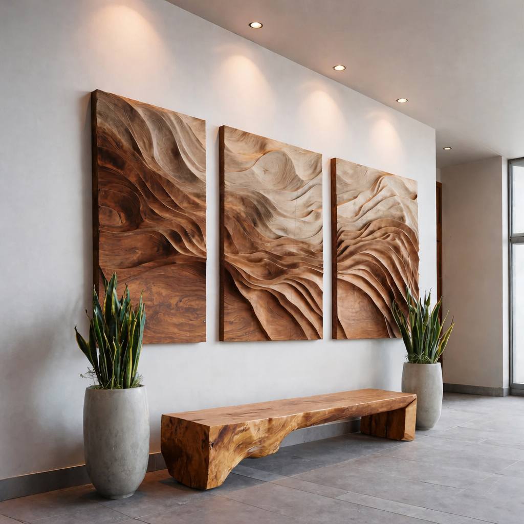 Sculptural Wall Art With Flowing Design For Living Room
