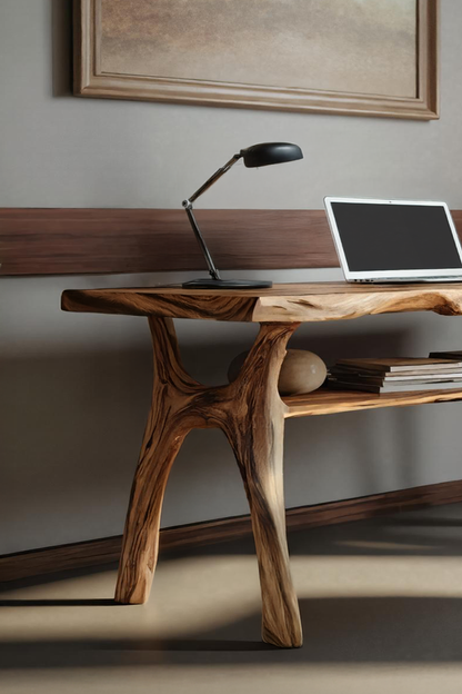 Mid Century Solid Wood Desk For Stylish Bedroom Workspace