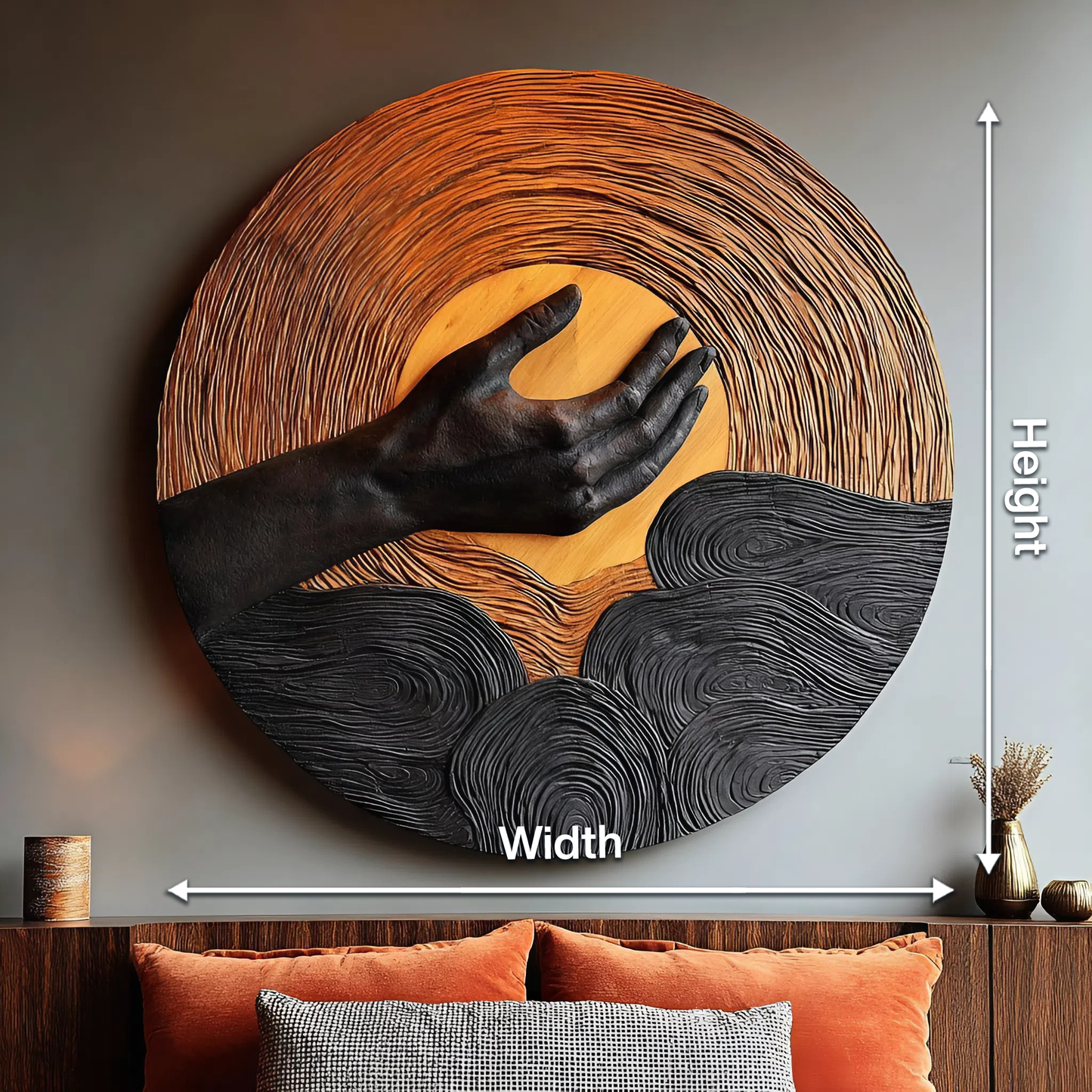 Handcrafted Solid Wood 3D Sculpture For Living Room Wall Art