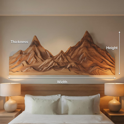 Rustic Mountain Wall Art Sculpture Hand Carved For Bedroom And Living Room