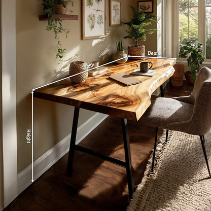 Mid Century Solid Wood Desk For Minimalist Decor