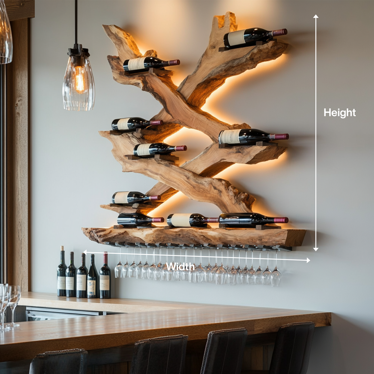 Mid Century Wine Rack For Living Room Bottle Display