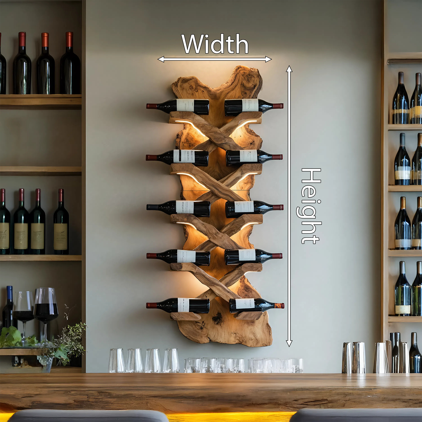 Handcrafted Solid Wood Wine Rack For Bar Decor And Storage