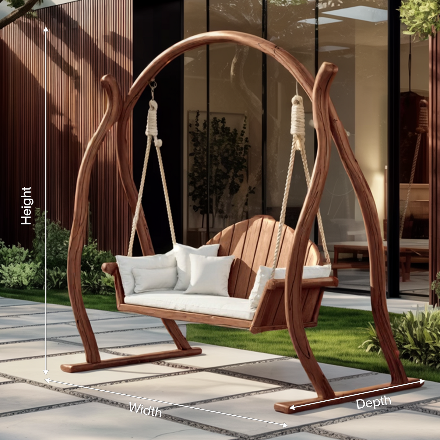 Curved Frame Garden Swing Bench For Outdoor Relaxation