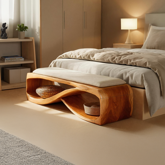 Contemporary Wooden Bench For Bedroom Furniture Decor