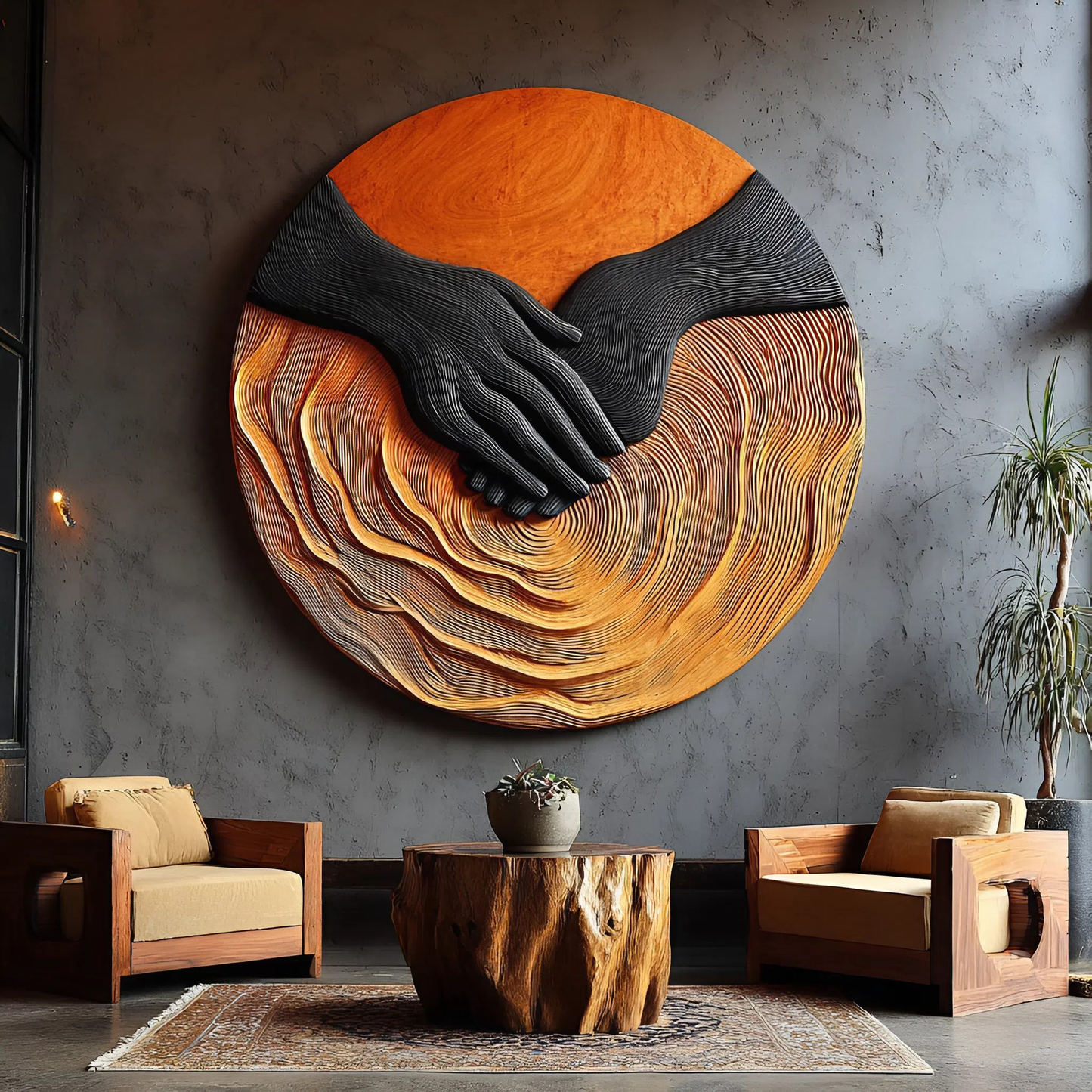 Modern Solid Wood 3D Sculpture Wall Decor For Entryway And Living Room