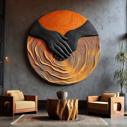 Modern Solid Wood 3D Sculpture Wall Decor For Entryway And Living Room