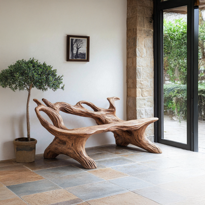 Farmhouse Branch Bench For Comfortable Living Room Seating