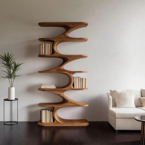 Modern Organic Curved Bookshelf For Living Room