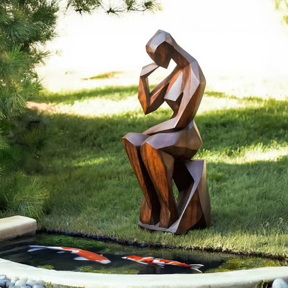 Farmhouse Wooden Sculpture For Garden Rustic Wall Decor