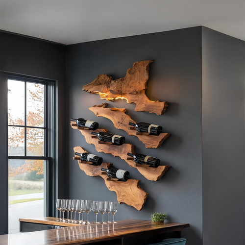 Handcrafted Wooden Live Edge Wine Holder For Bar Decor Ideas