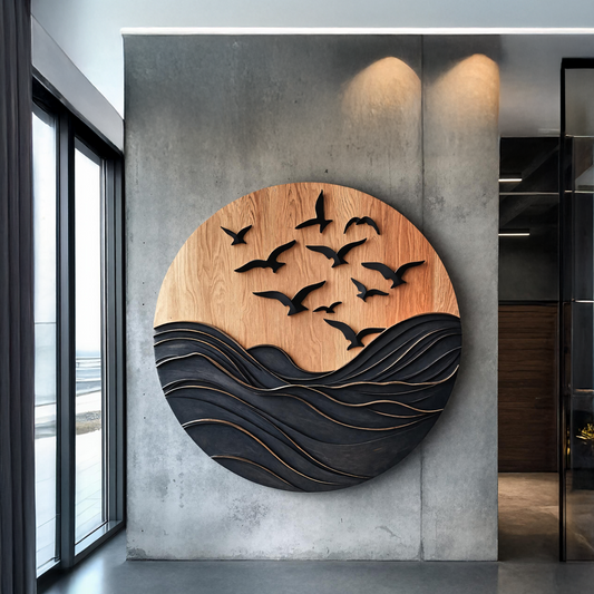 Rustic Large Sculpture Wall For Furniture Decor Style