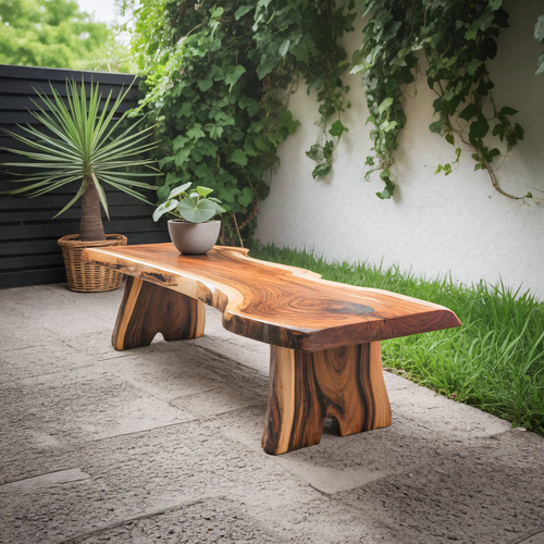 Minimalist Live Edge Outdoor Bench For Entryway Or Patio