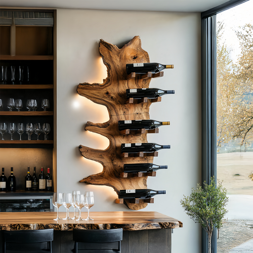 Modern Live Edge Wine Rack For Furniture Decor And Wine Shelf