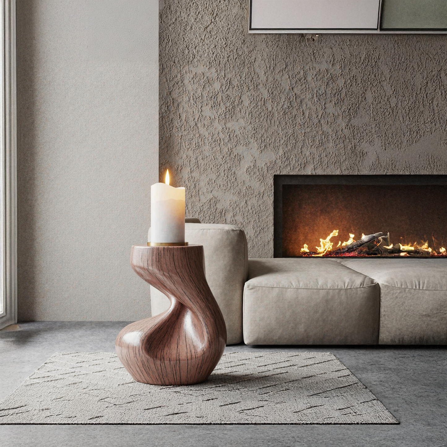 Handcrafted Solid Wood Abstract Sculpture For Entryway