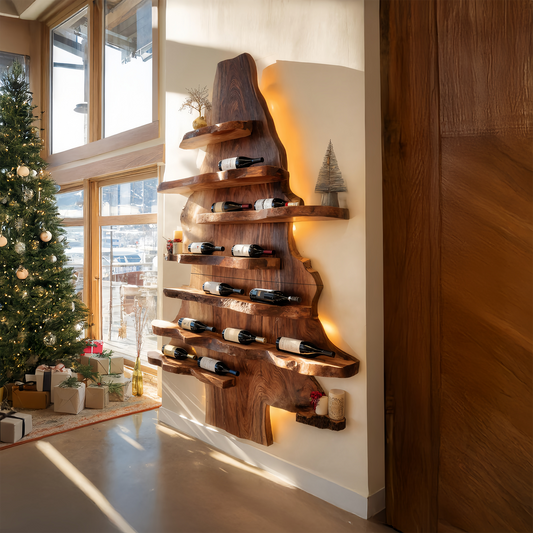 Farmhouse Live Edge Wine Holder For Living Room Wine Display