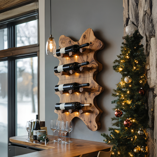 Rustic Live Edge Wall Wine Rack For Cozy Dining Rooms