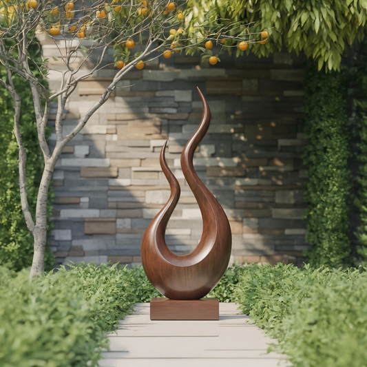 Mid Century Wooden Sculpture For Garden Decorative Panel