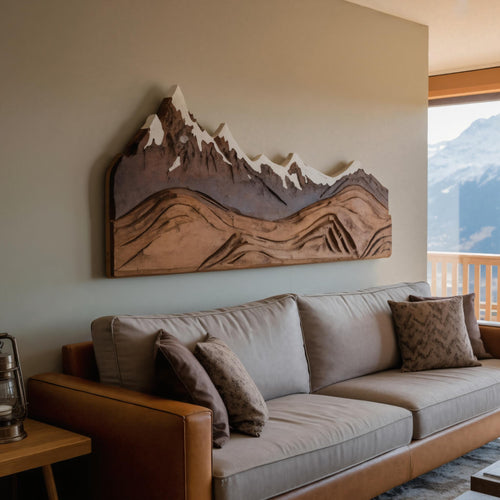 Mountain Wall Art Carving For Living Room And Nature Inspired Home