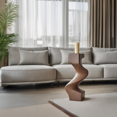 Mid Century Wooden Abstract Sculpture For Furniture Decor